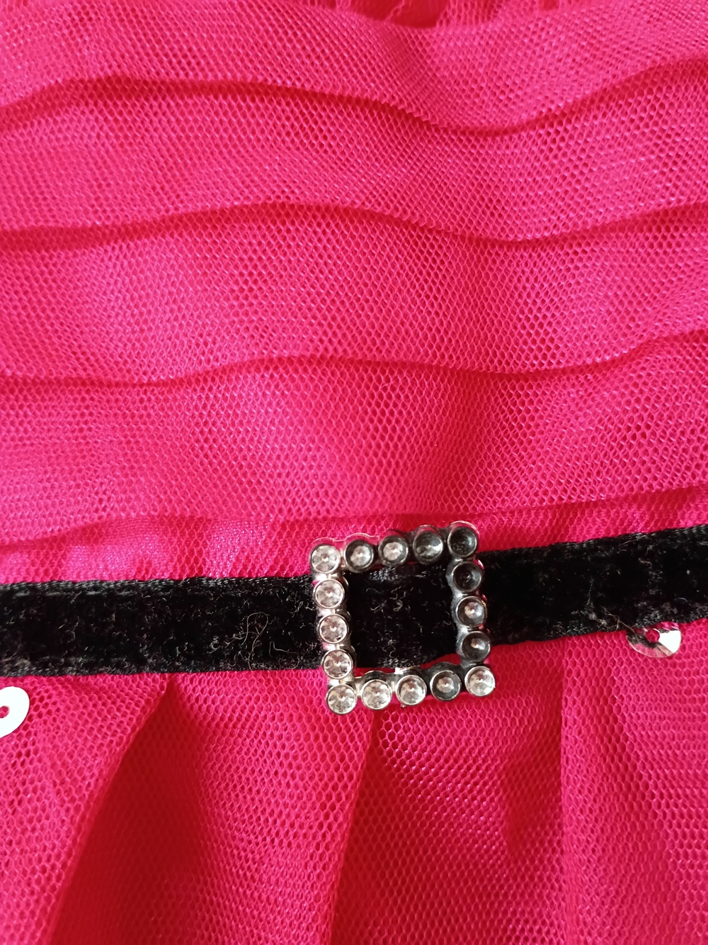 George Fuchsia Sleeveless Sequin Party Dress with Velvet Waistband - Picture 4 of 7
